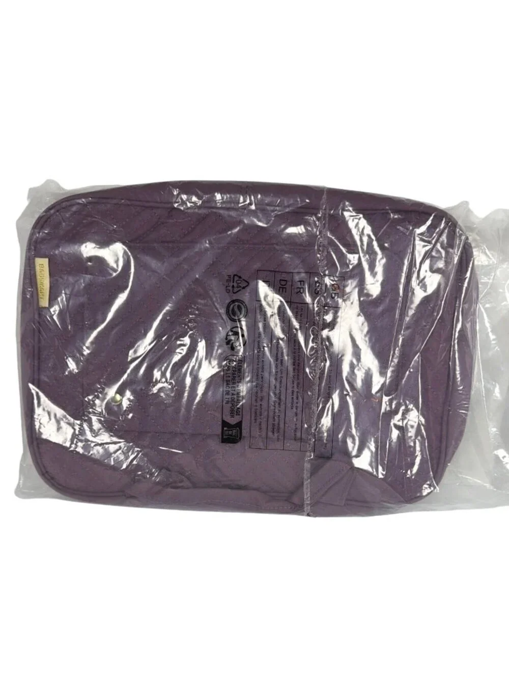 Travel Toiletry Bag Hanging Hook Quilted Fabric Purple Zipper Closures BagSmart